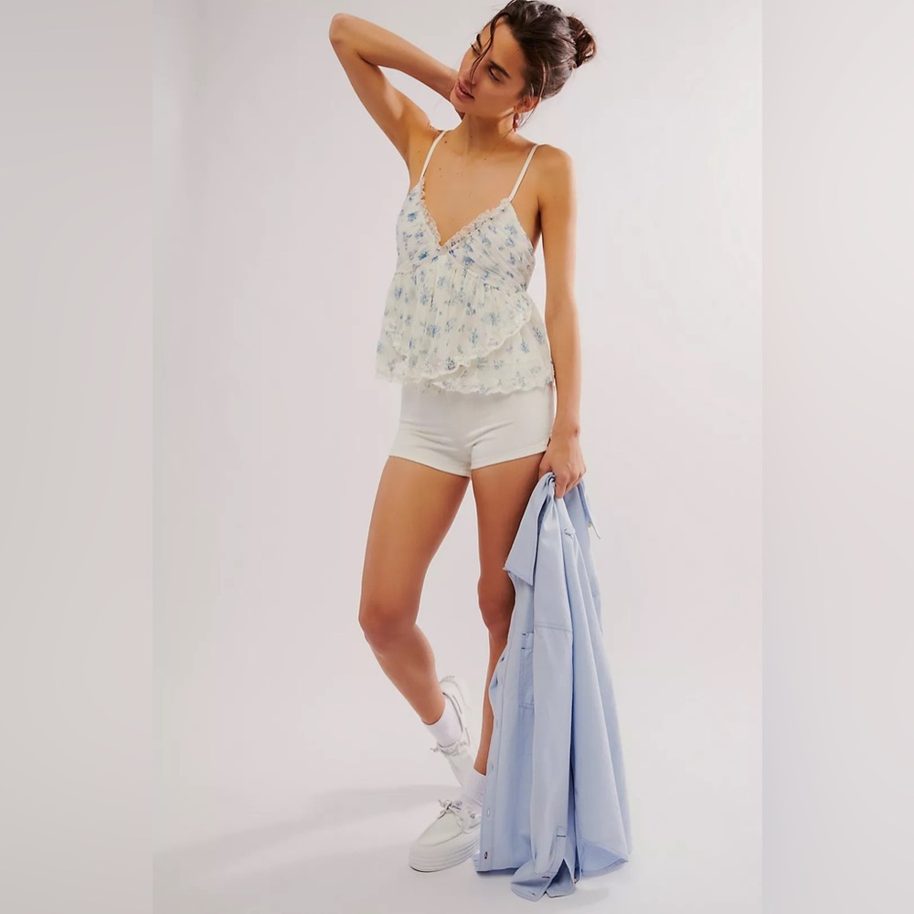 Free People White Floral Tiered Ruffle Tank Top - Picture 8 of 8